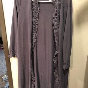 Blue Gray Lace Kimono Duster